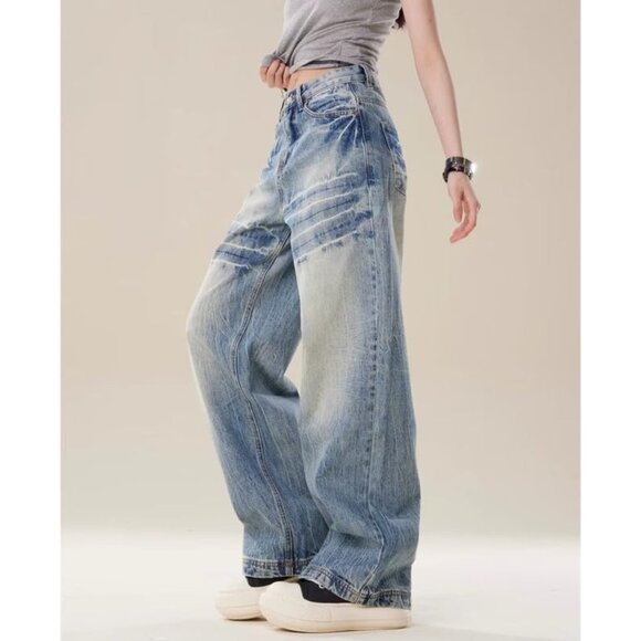 Y2K High Waisted Baggy Jeans for Women - Stylish Wide Leg Denim Pants - Picture 4 of 5